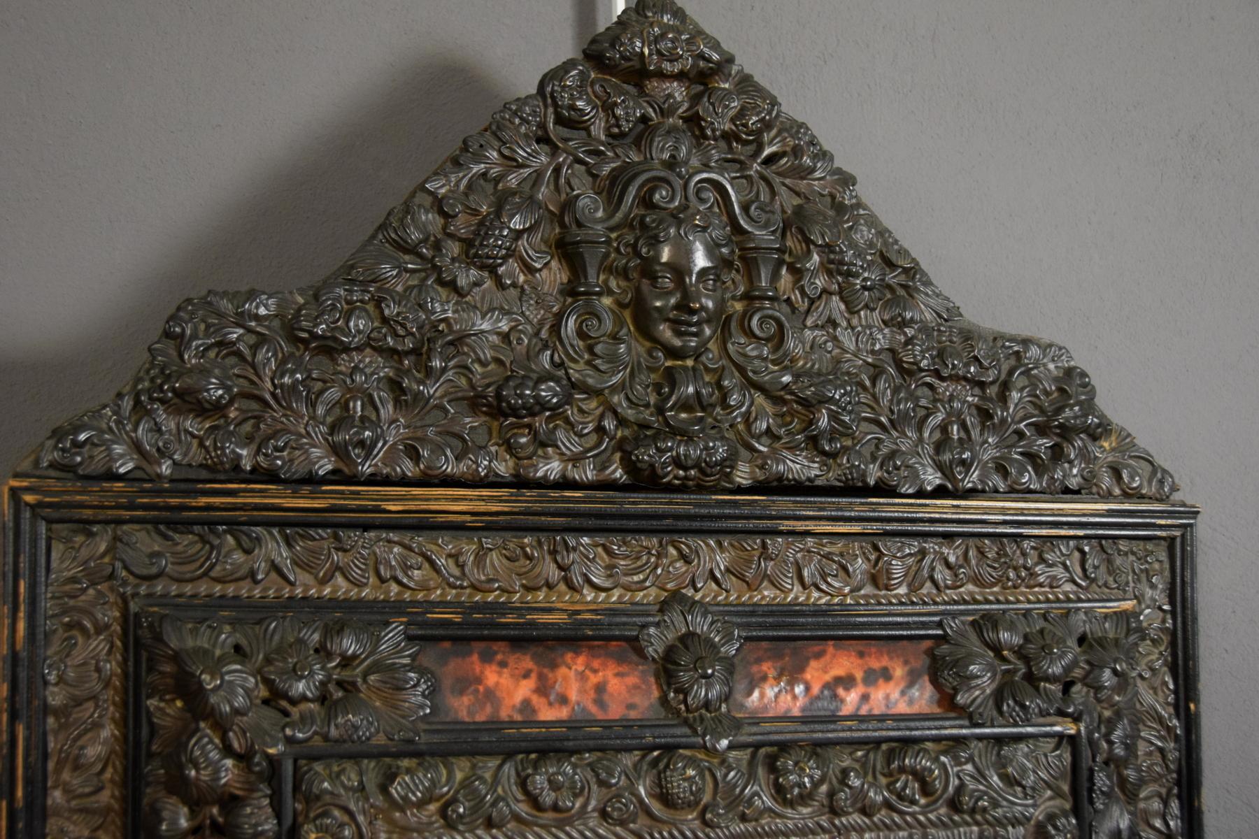 19th Century, Northern Europe Embossed and Burnished Metal Mirror For Sale 5