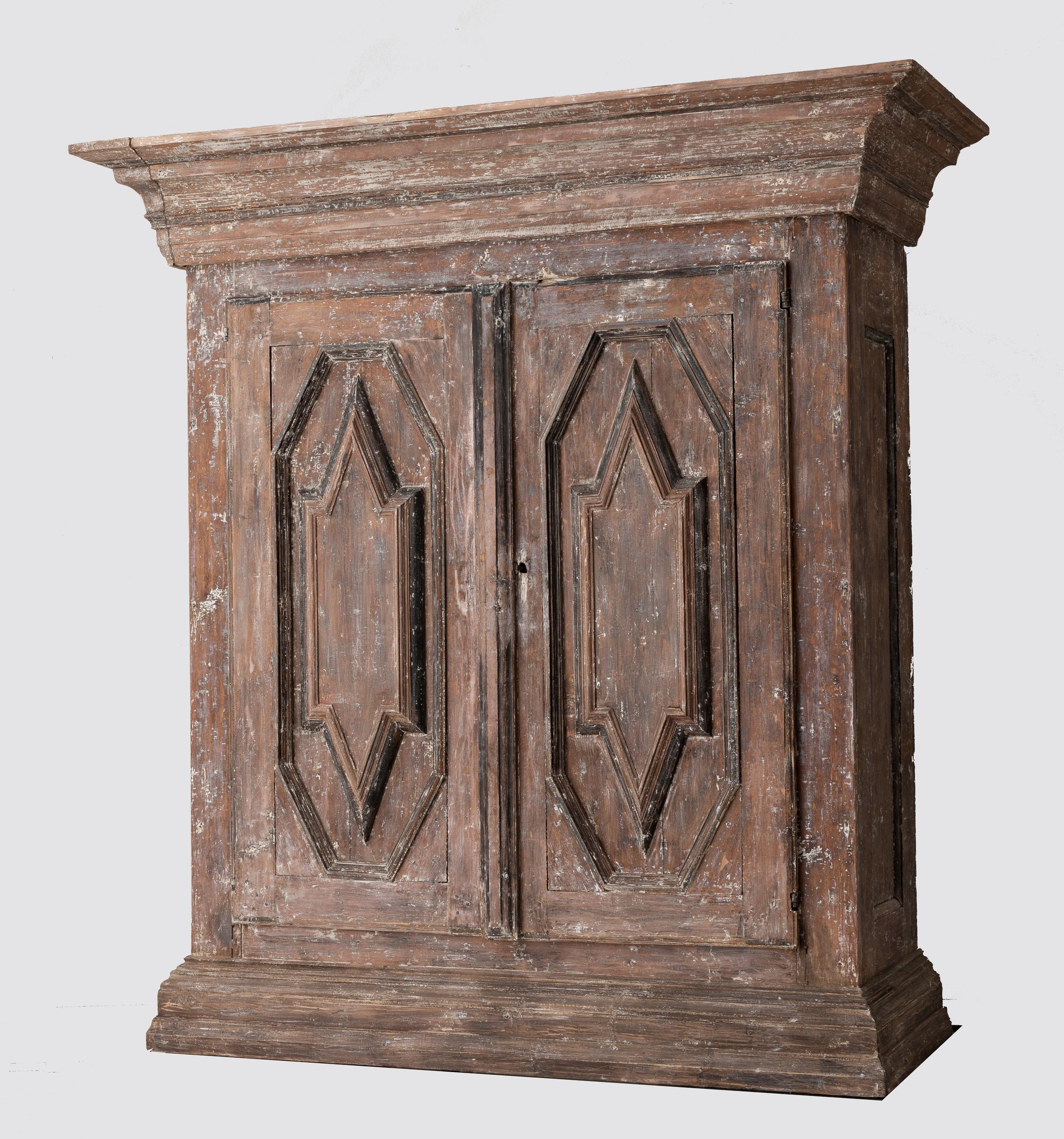 Hand-Crafted 19th Century Northern European Baroque-Style Rustic Carved Armoire Cabinet