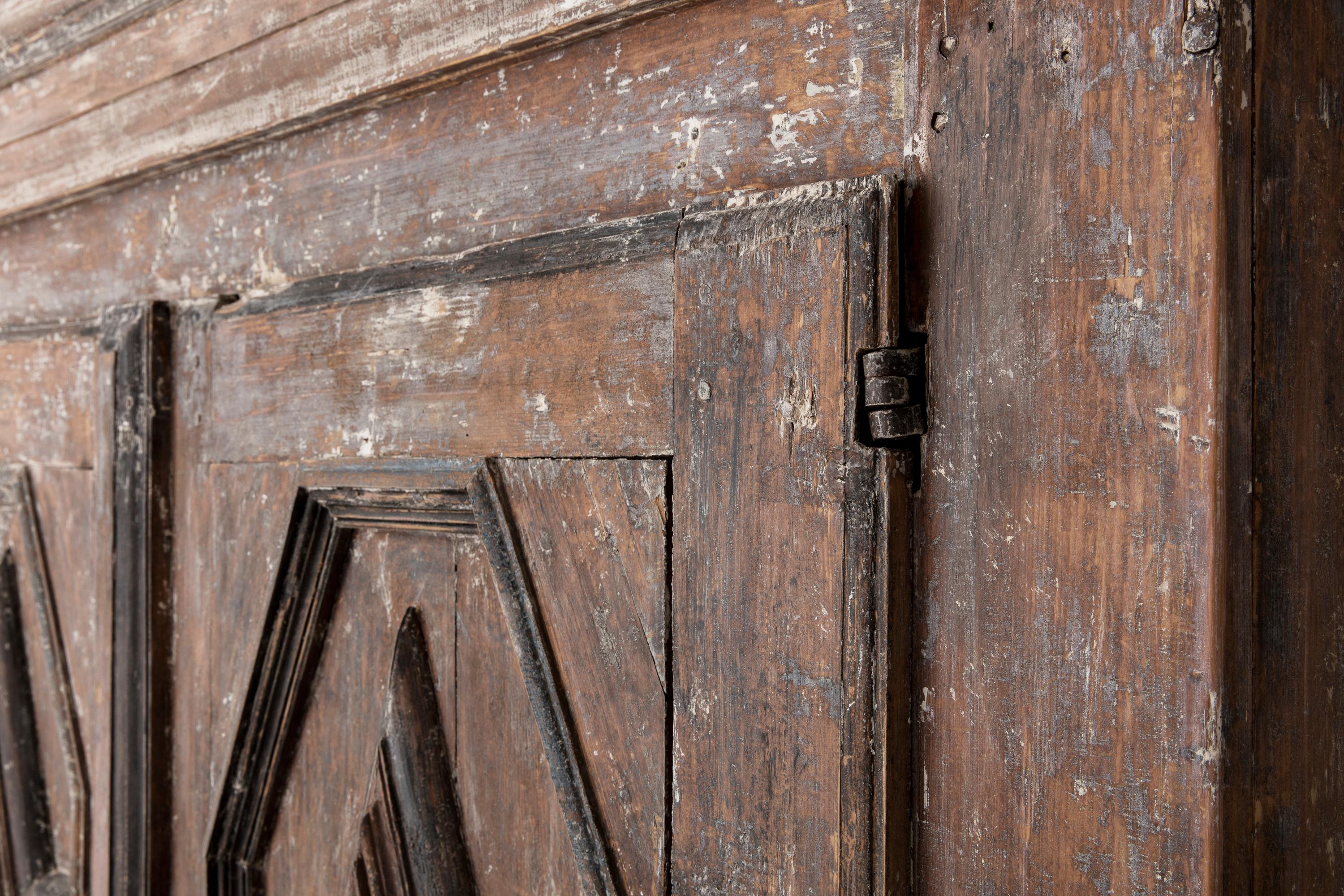 Wood 19th Century Northern European Baroque-Style Rustic Carved Armoire Cabinet