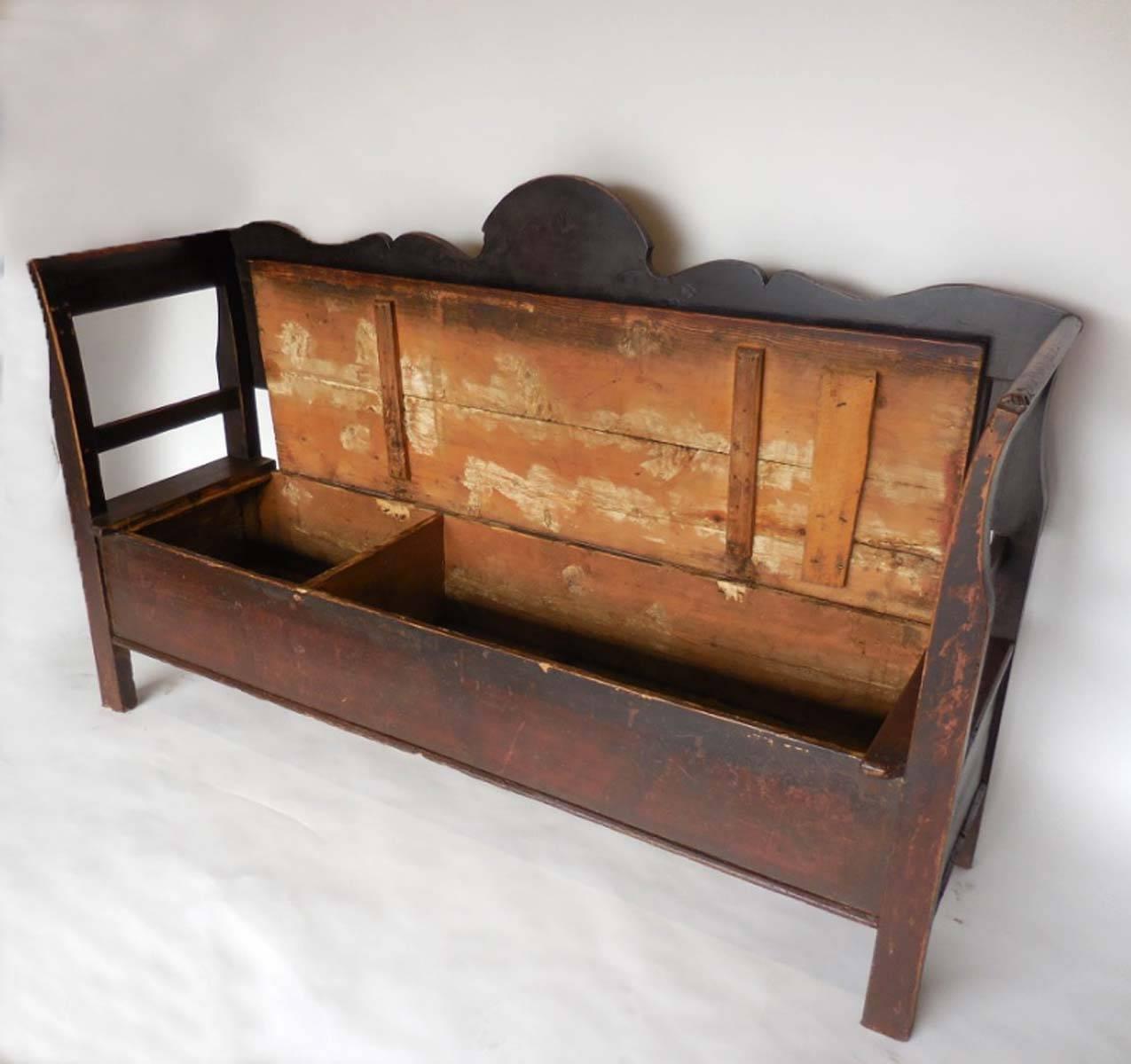 Gustavian 19th Century Northern European Bench with Lift Top Seat Storage