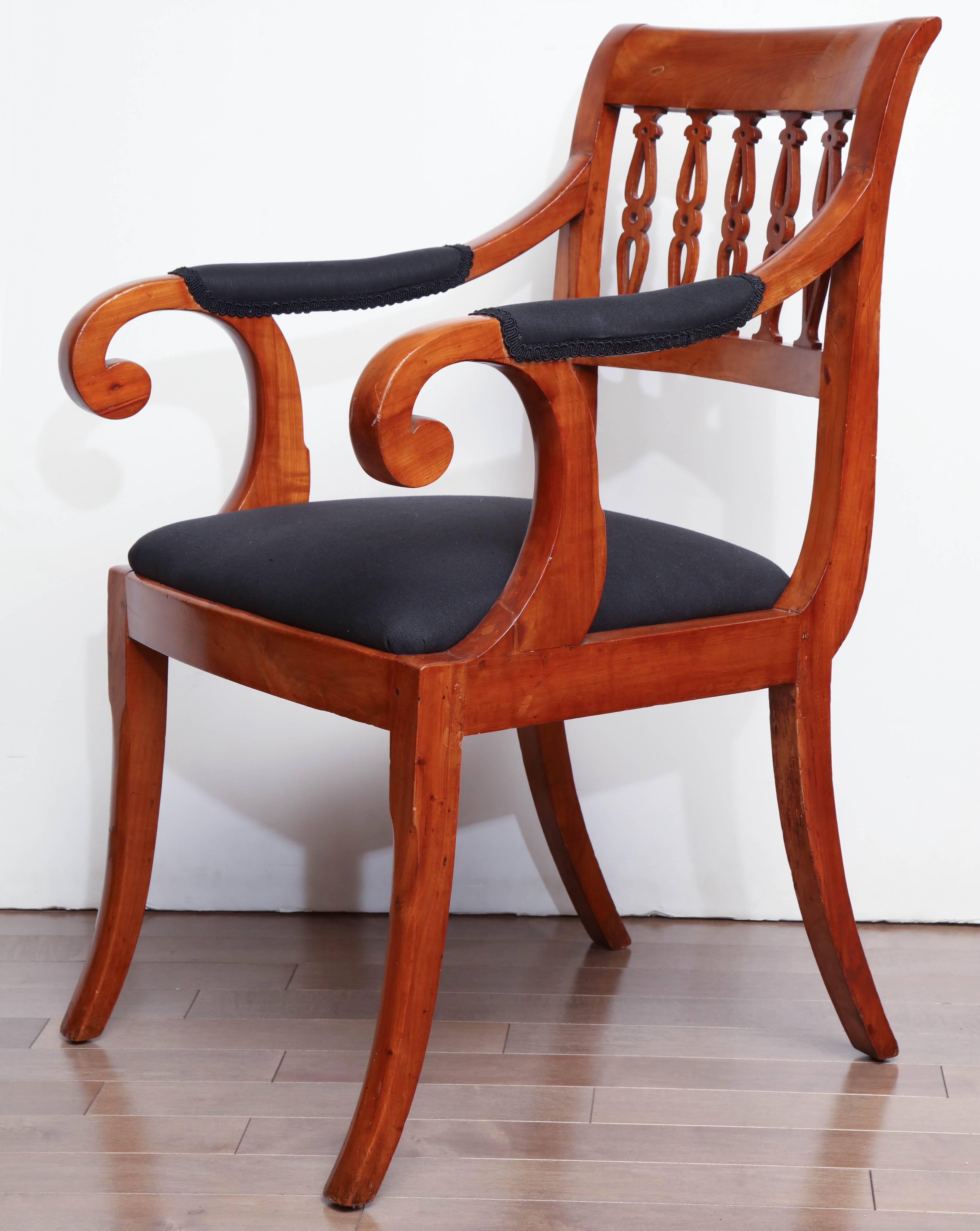 19th century Northern European fruitwood armchair.