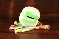 19th Century Northern French Orchies Glazed Majolica Apple-Shaped Piggy Bank