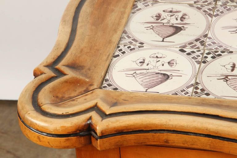 19th Century Northern German Rococo Style Table with Kellinghusen Tile ...