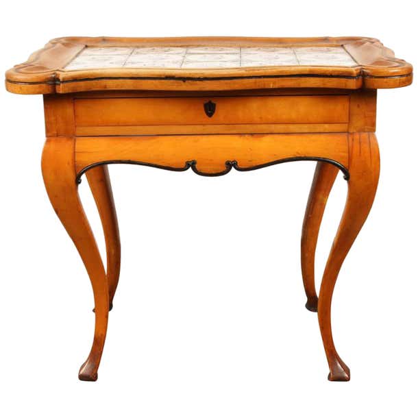 19th Century Northern German Rococo Style Table with Kellinghusen Tile ...