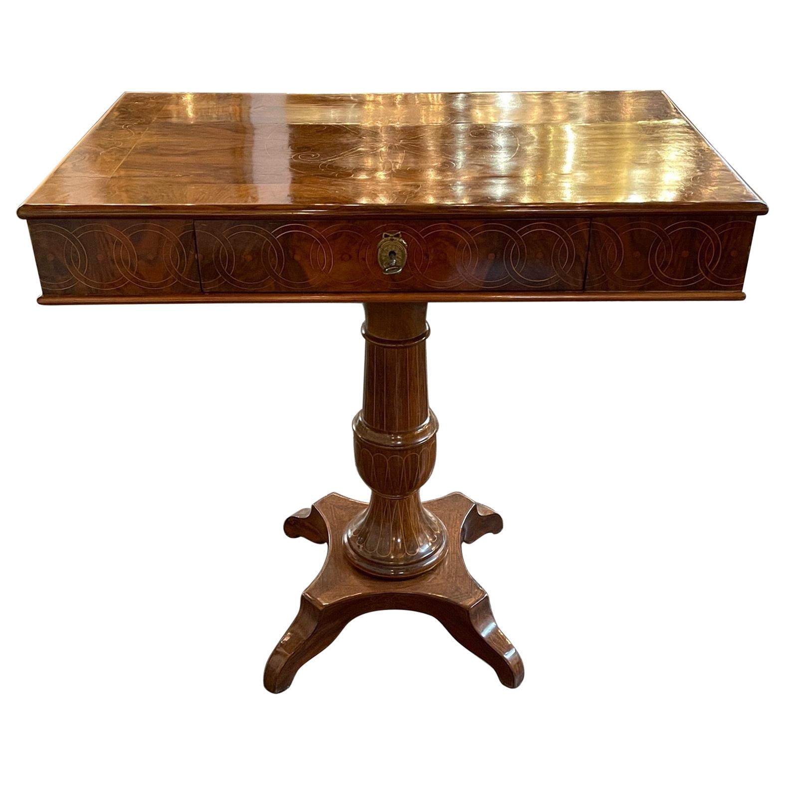 19th Century Northern Italian Crotch Mahogany Side Table