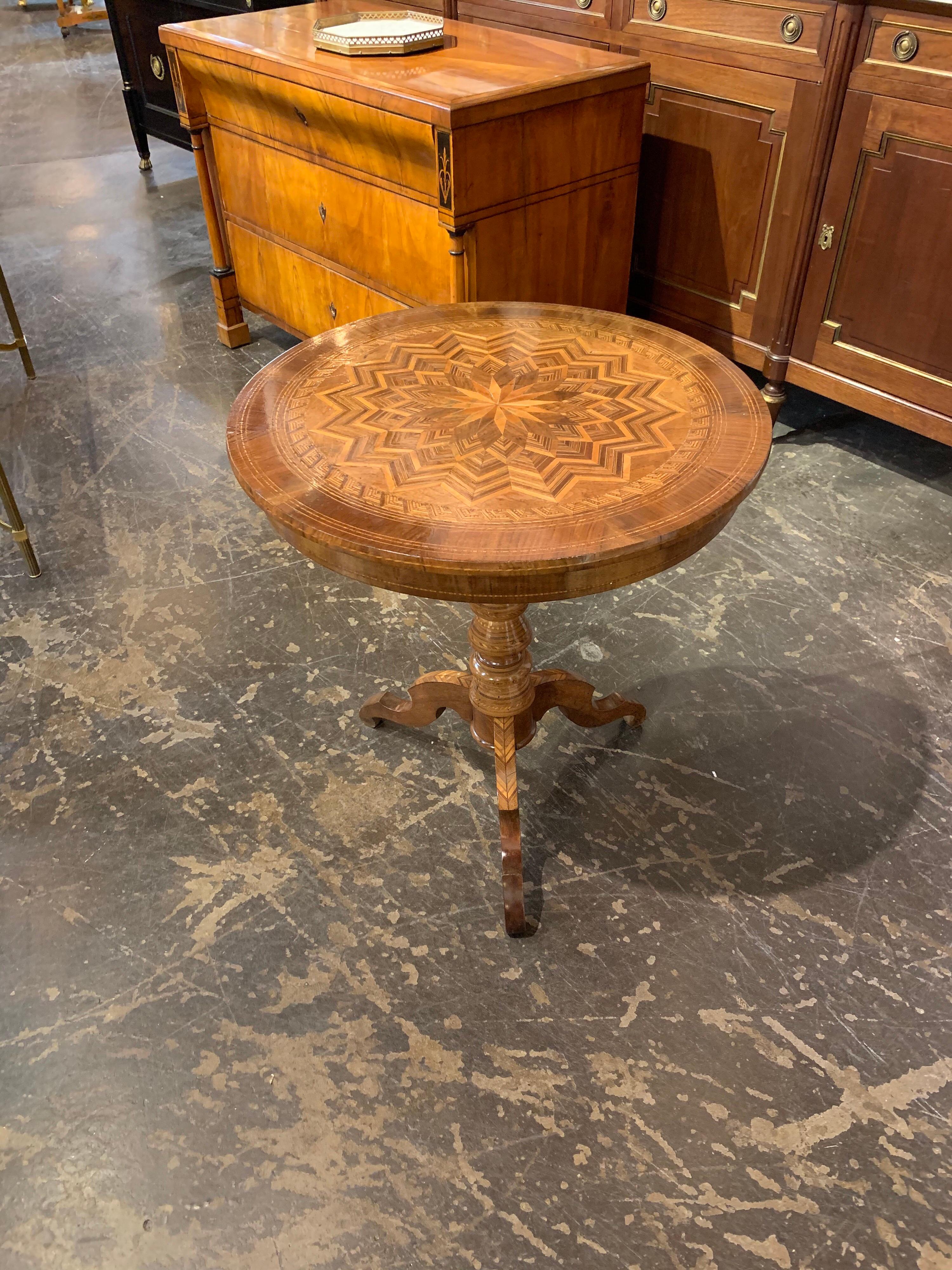 19th Century Northern Italian Inlaid Side Table In Good Condition In Dallas, TX