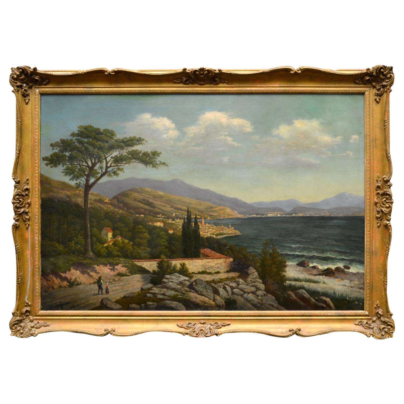 19th Century Northern Italian Landscape around Lake Como by Karl Kaufman