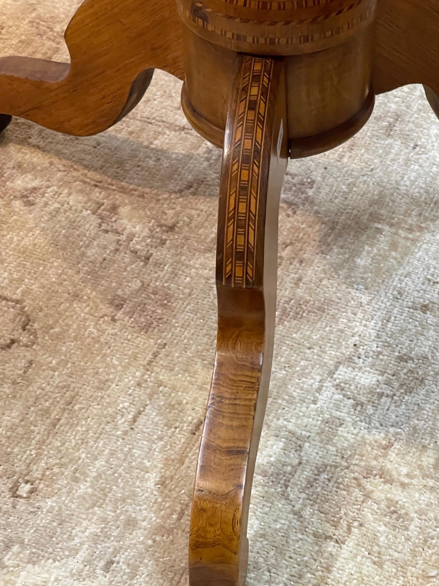 19th Century Northern Italian Parquetry Inlaid Walnut Side Table 1