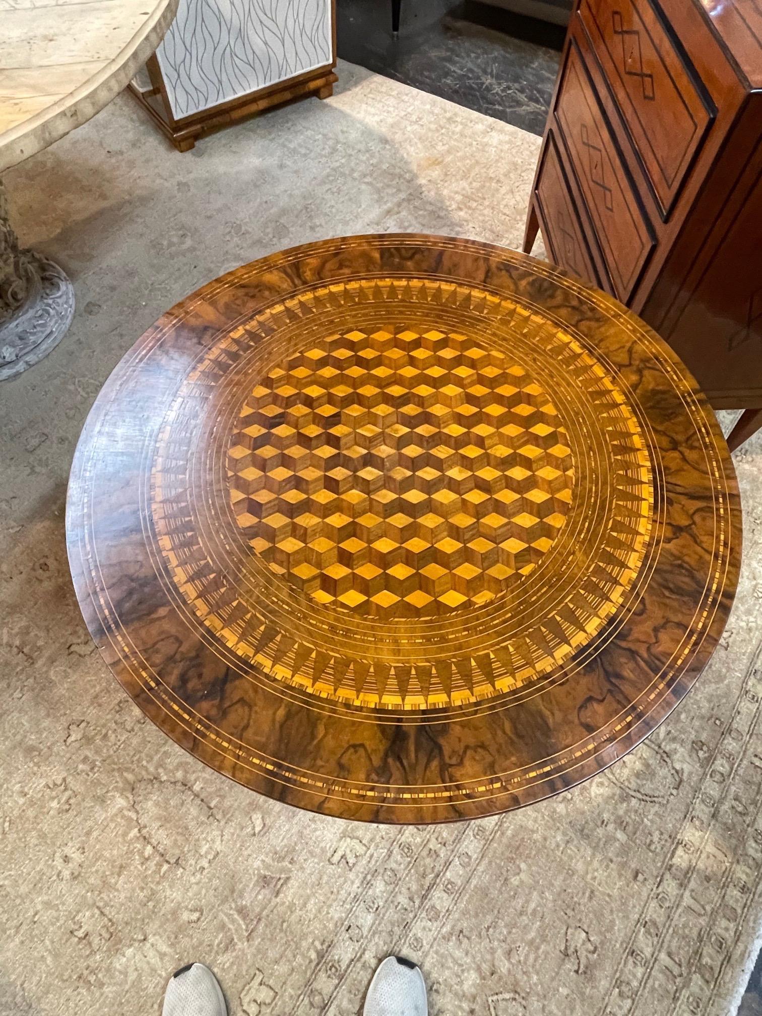 19th Century Northern Italian Parquetry Inlaid Walnut Side Table 2