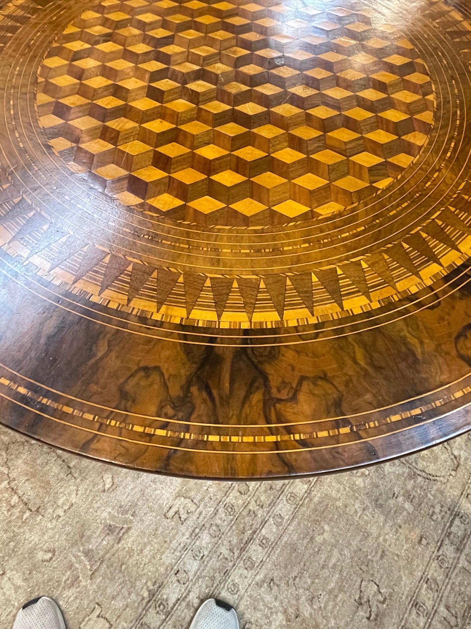 19th Century Northern Italian Parquetry Inlaid Walnut Side Table 3