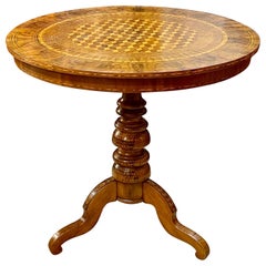 19th Century Northern Italian Parquetry Inlaid Walnut Side Table