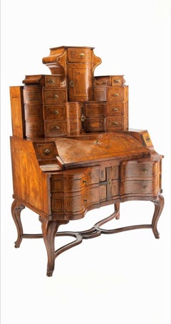 19th Century Northern Italian Rococo Writing Desk Cabinet