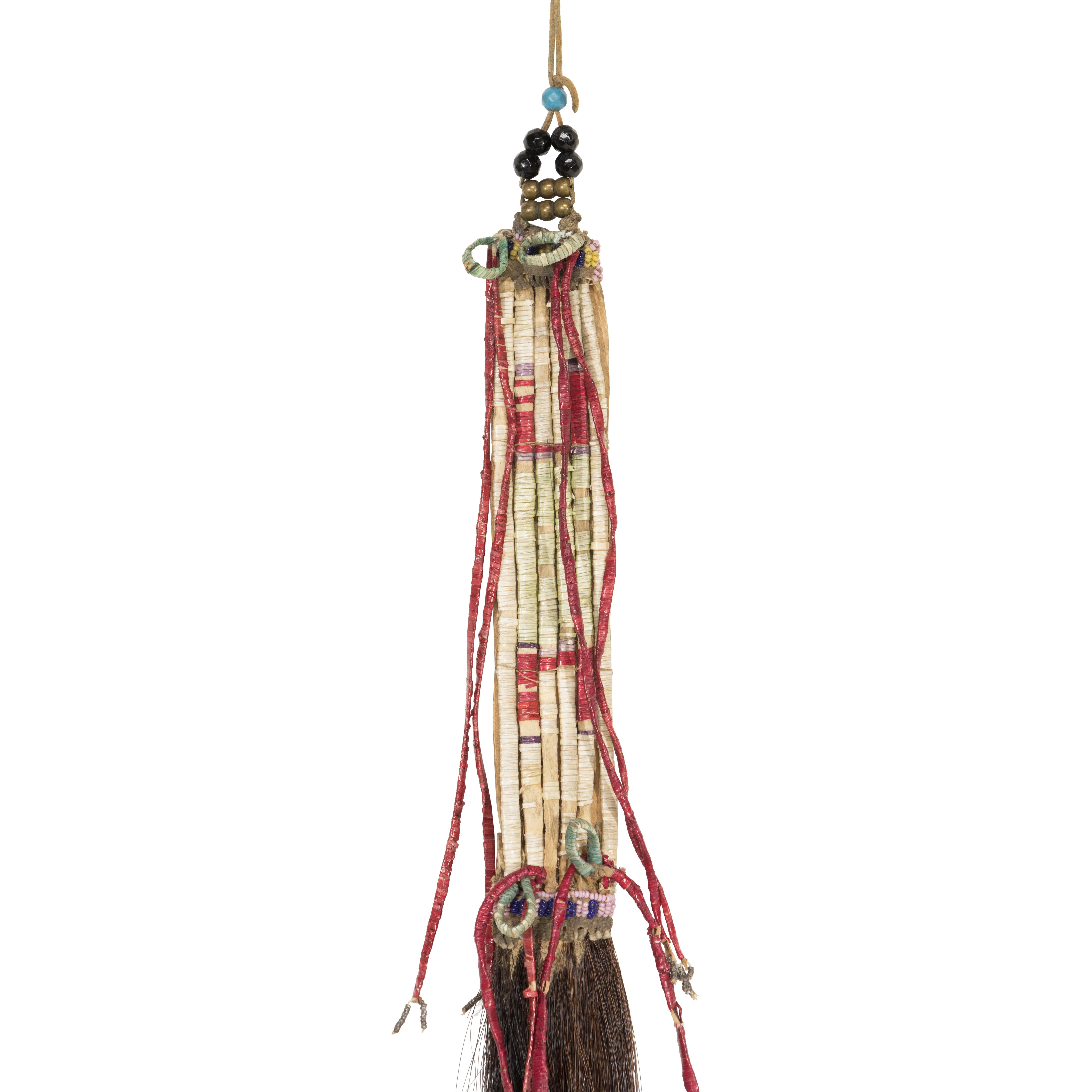 Native American 19th Century Northern Plains Quilled Hair Drop For Sale