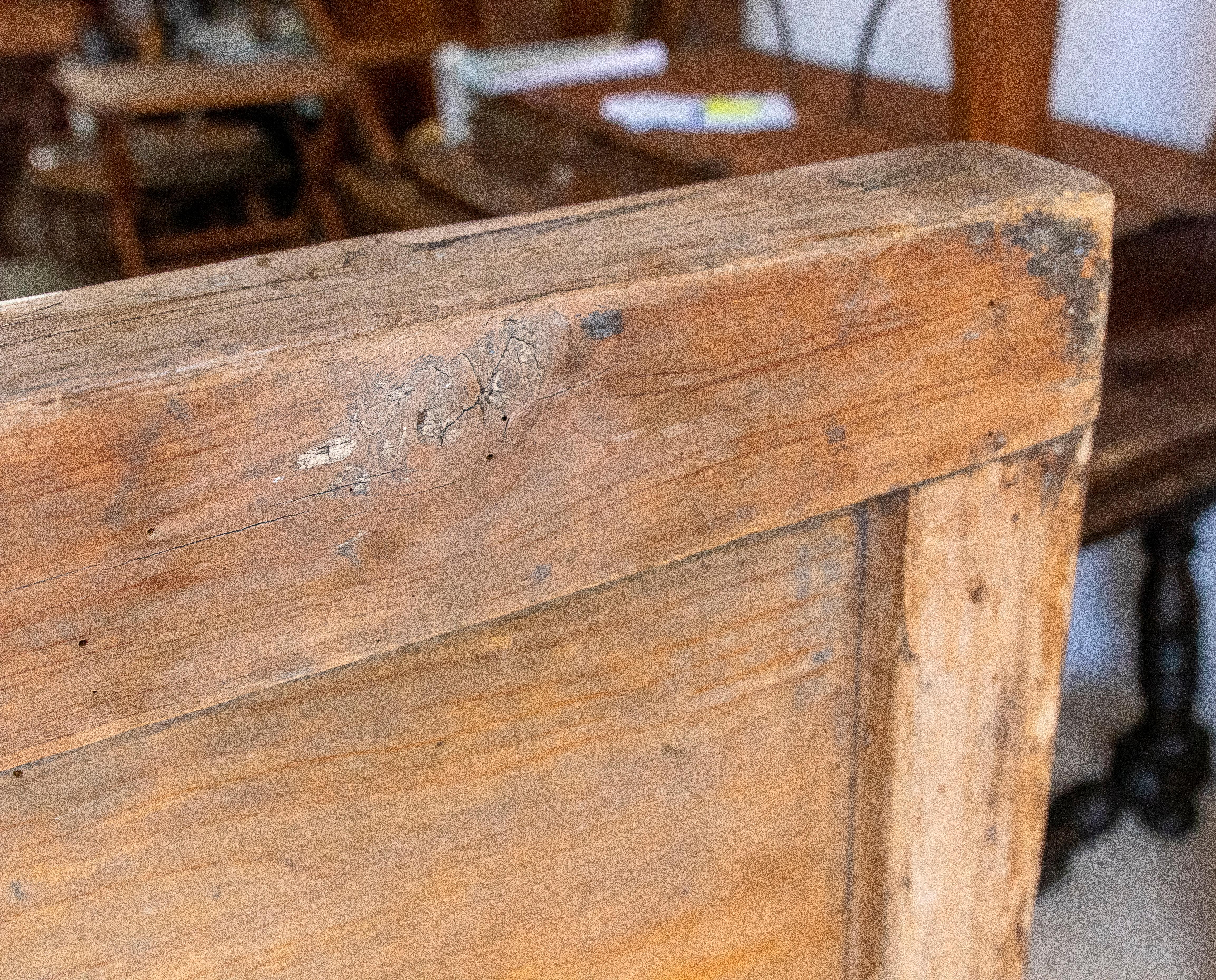 19th Century Northern Spanish Wooden Bench with Folding Table 14