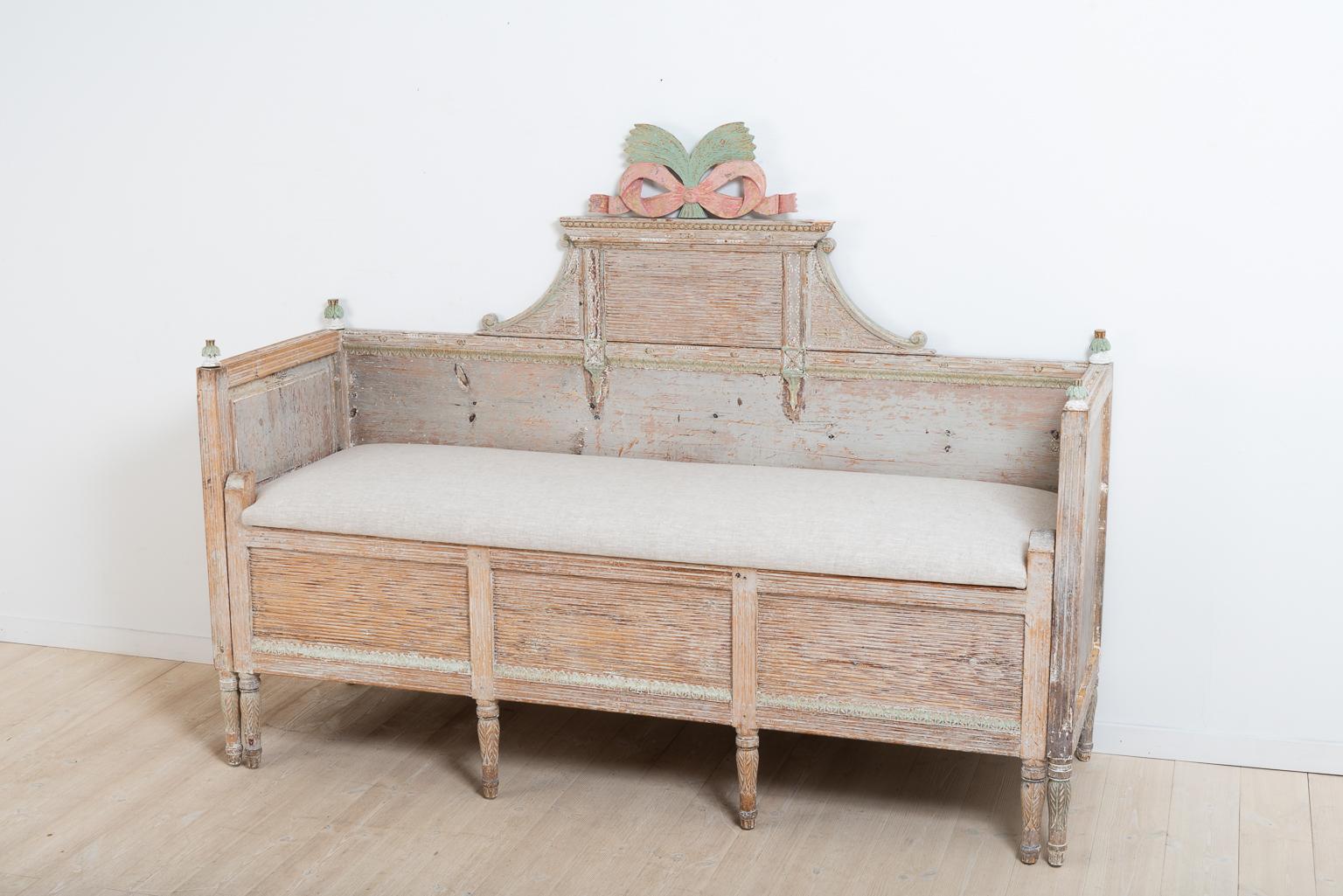 Hand-Painted 19th Century Northern Swedish Sofa by Johan Lust