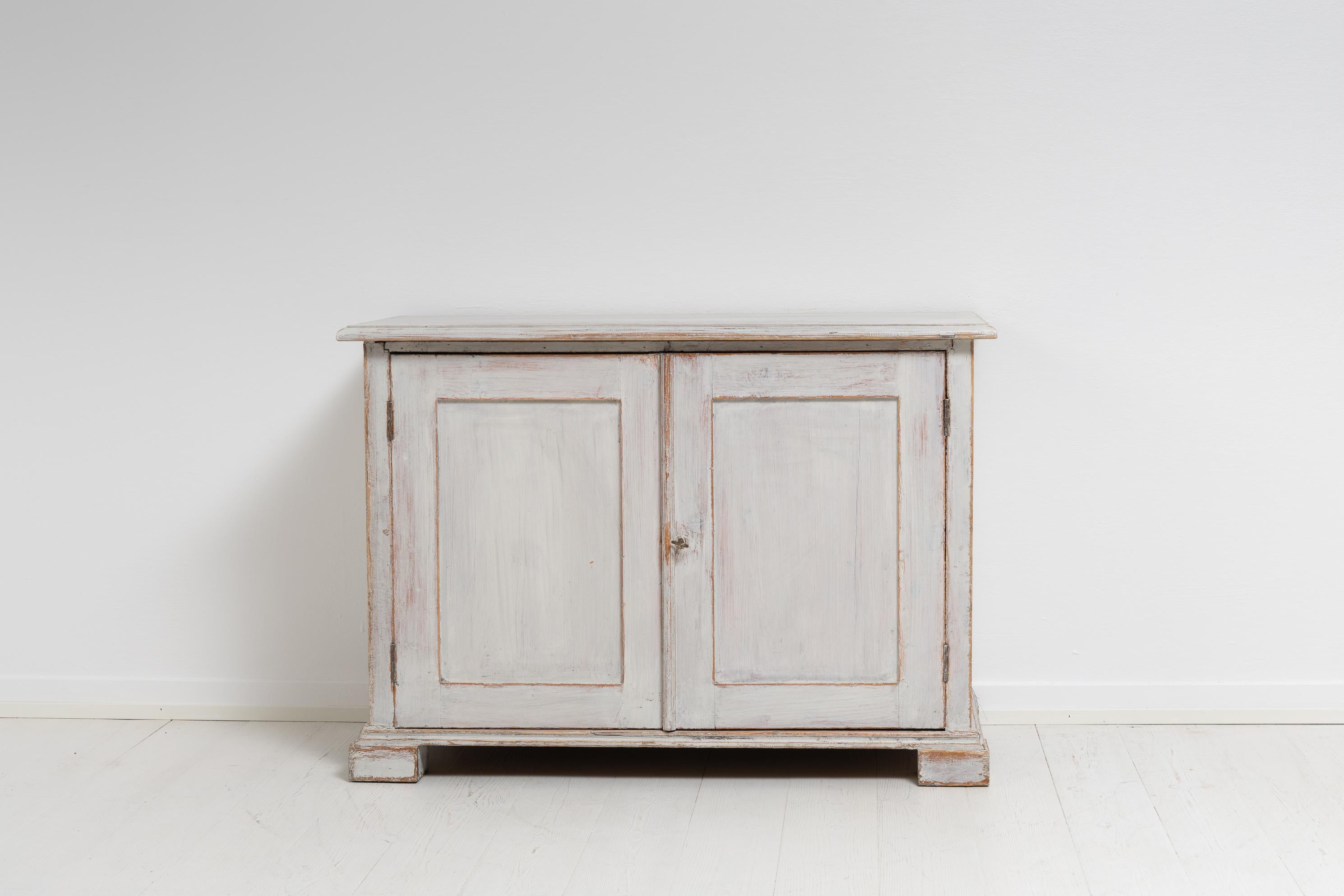 19th Century Antique Genuine Northern Swedish Rustic Low White Country Sideboard with Drawers
