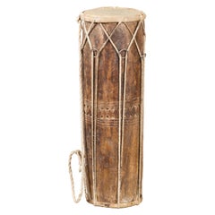 19th Century Northern Thai Ceremonial Drum with Ropes and Leather Drumhead