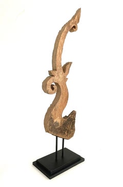 19th Century Northern Thai Temple Roof Finials, Carved Chofa