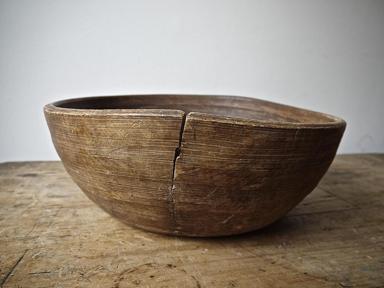Folk Art 19th Century Norwegian Wooden Bowl For Sale