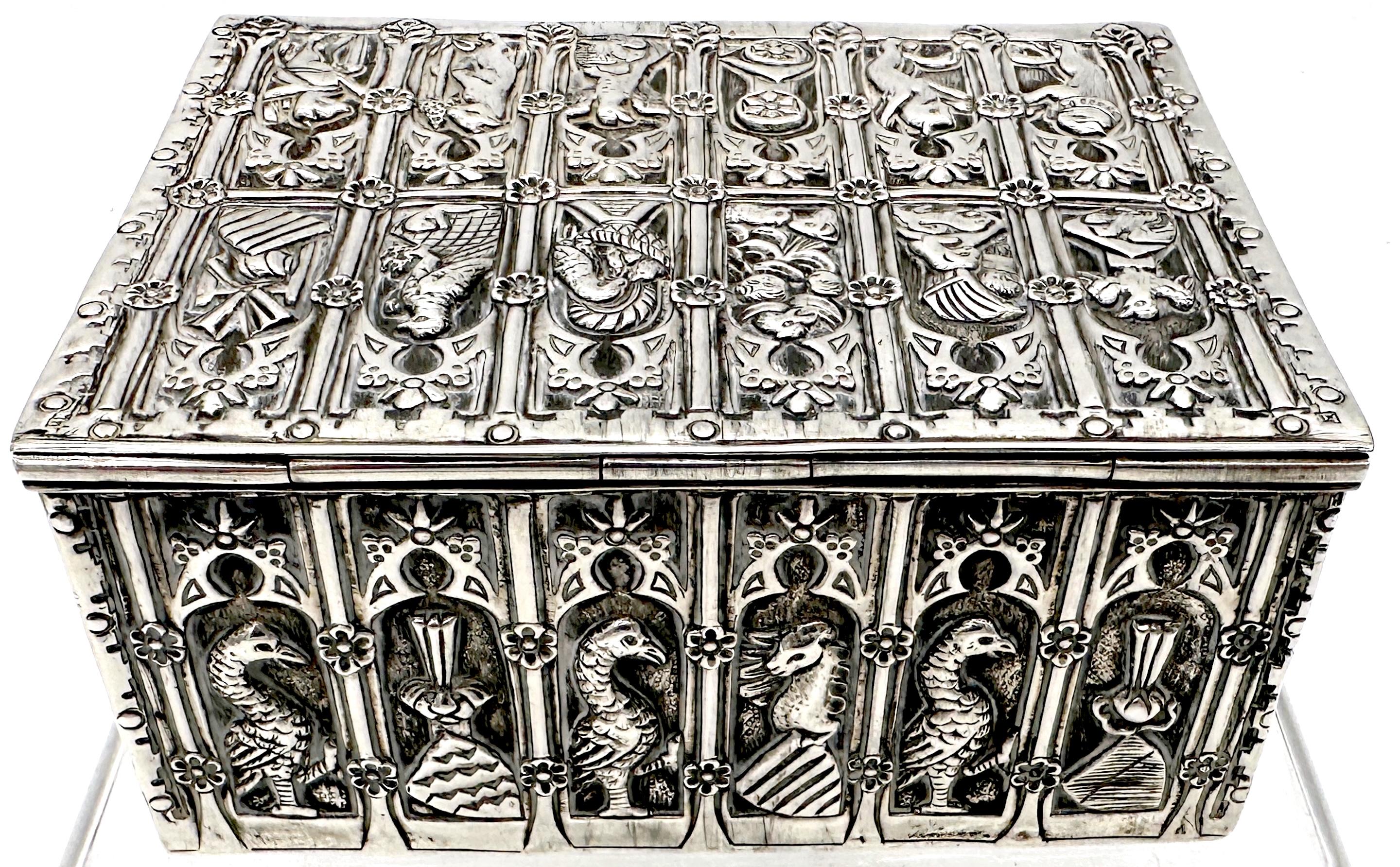 Cast 19th Century Nuremberg  Renaissance Style Silver Table Box For Sale