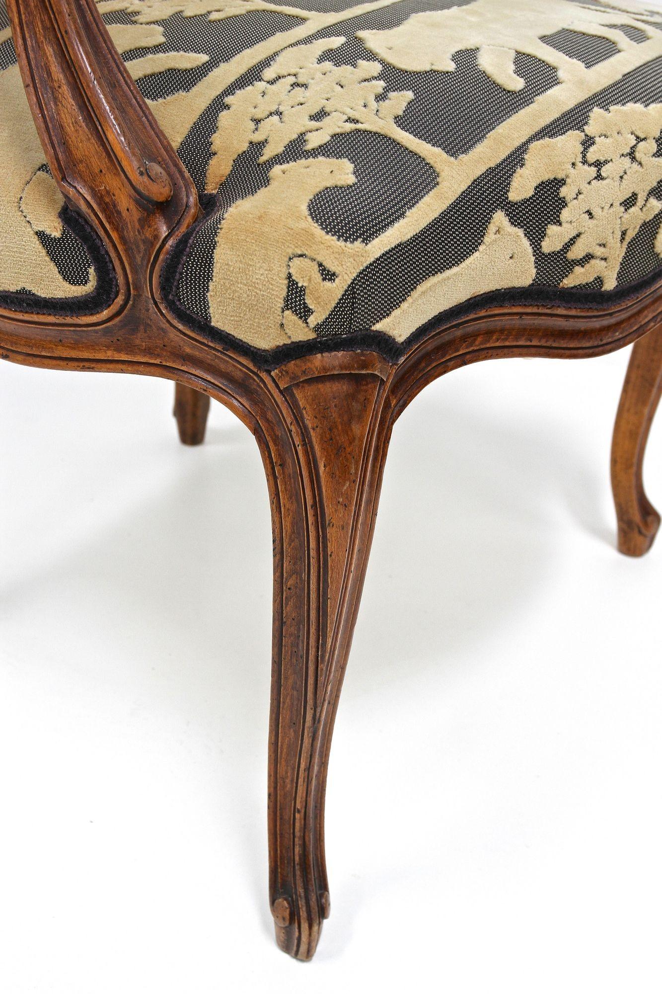 Poltrona in legno di noce del XIX secolo con cuscino, intagliata a mano, AT 1880 ca. in vendita 8
