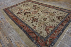 1870s Ivory Large Scale Primitive Tribal Antique N.W. Bakshaiesh Carpet Wool Rug