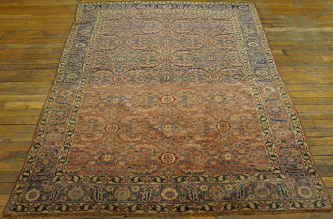 Handmade antique NW Persian carpet.  Woven circa 1850 (mid 19th century),  Persian informal rug, size 4'6
