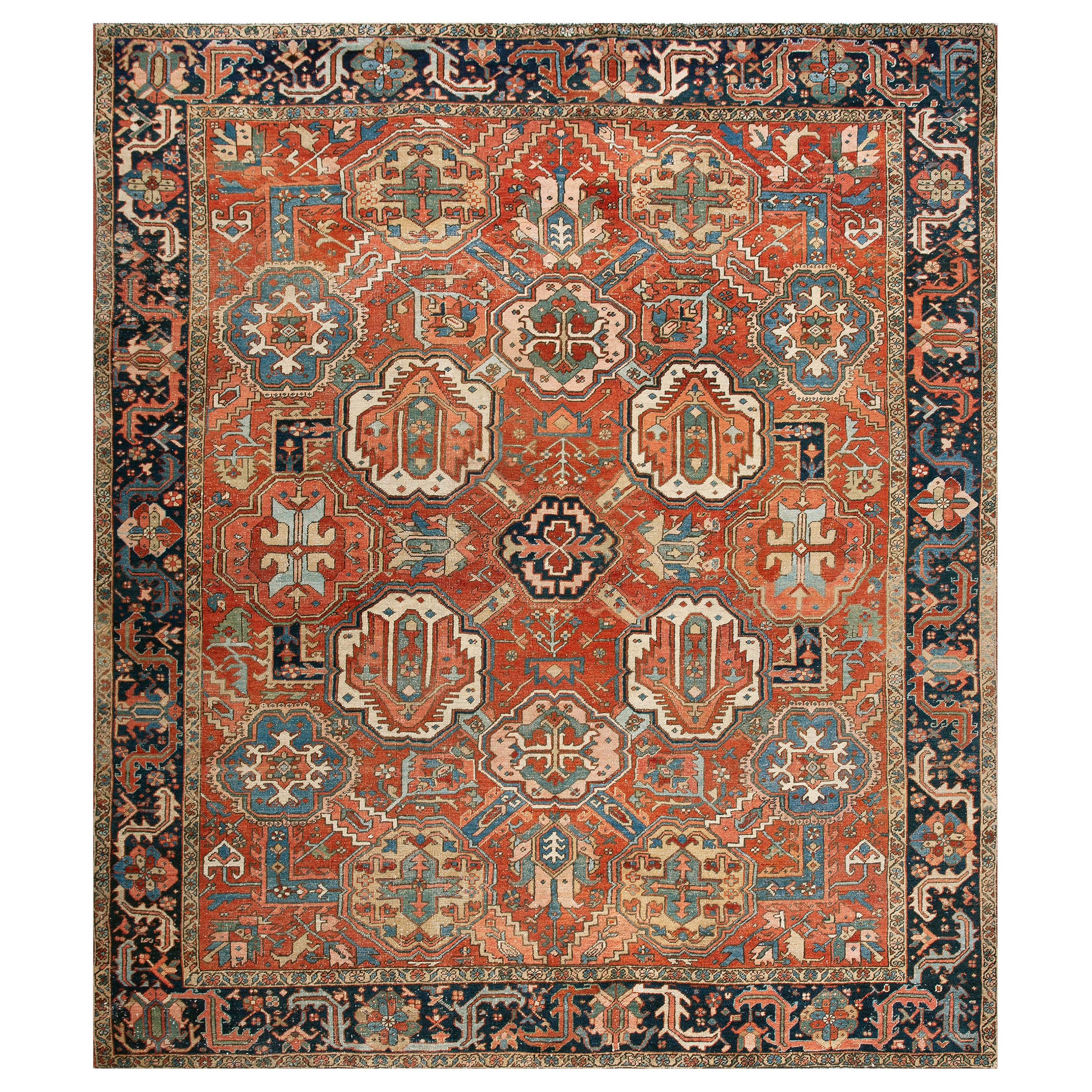 Siglo XIX N.O. Alfombra Persa Heriz ( 10'4" x 12'7" - 315 x 385 )