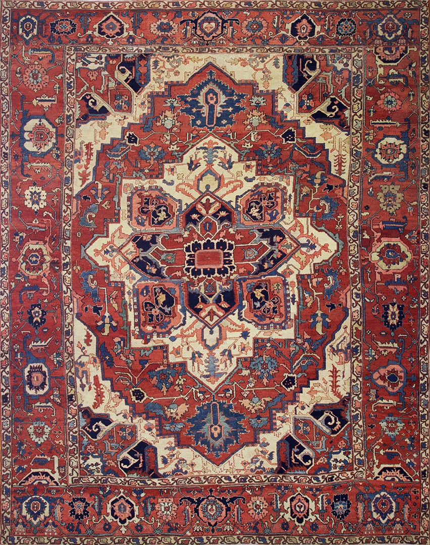 19ème siècle N.W. Tapis persan Serapi ( 11'8" x 14' - 356 x 434 )