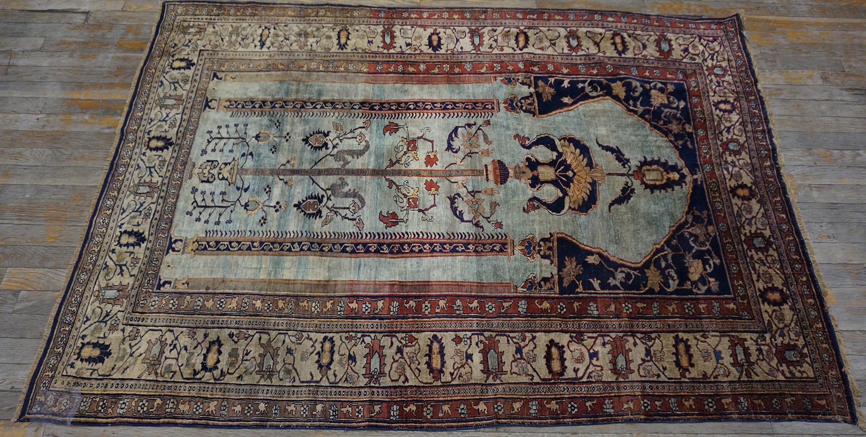 19. Jahrhundert N.W. Persischer Heriz-Teppich aus Seide ( 4' x 6' - 122 x 183) im Angebot 5
