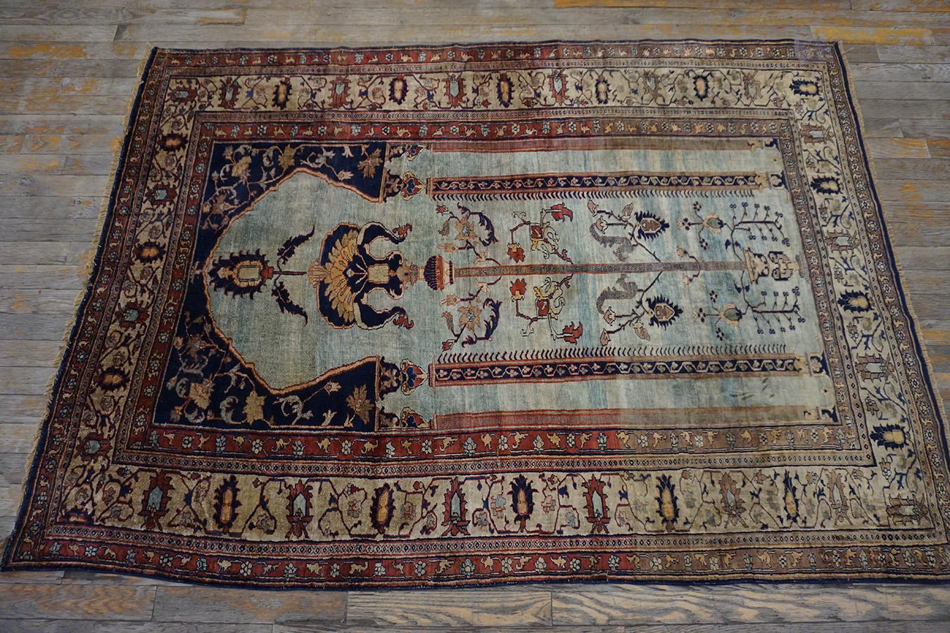 19. Jahrhundert N.W. Persischer Heriz-Teppich aus Seide ( 4' x 6' - 122 x 183) im Angebot 7