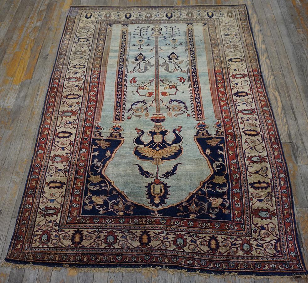 19. Jahrhundert N.W. Persischer Heriz-Teppich aus Seide ( 4' x 6' - 122 x 183) im Angebot 8