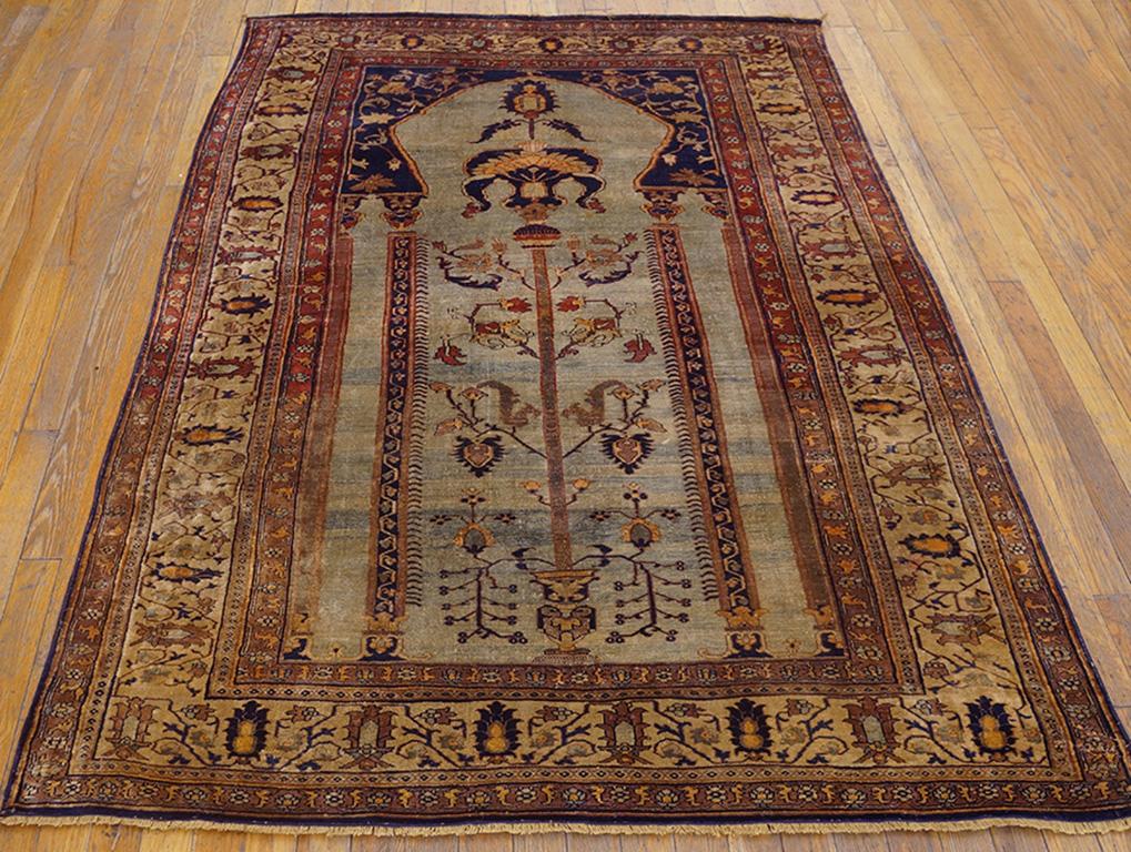 Heriz Serapi 19th Century N.W. Persian Silk Heriz Carpet ( 4' x 6' - 122 x 183 ) For Sale