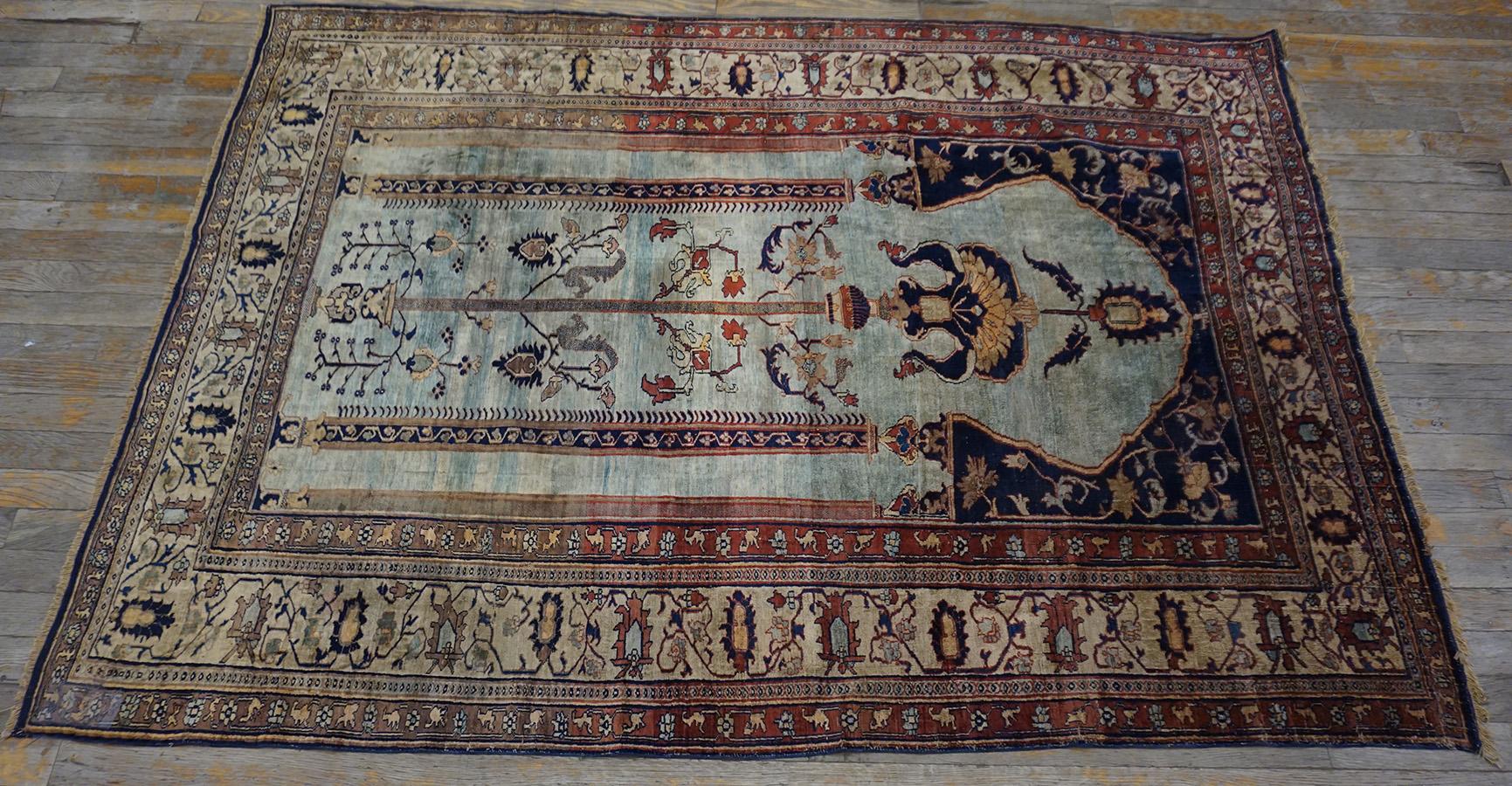 19. Jahrhundert N.W. Persischer Heriz-Teppich aus Seide ( 4' x 6' - 122 x 183) (Handgeknüpft) im Angebot