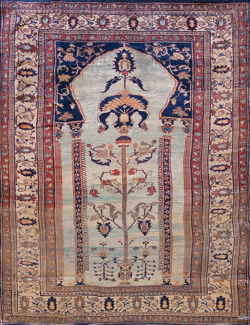 19th Century N.W. Persian Silk Heriz Carpet ( 4' x 6' - 122 x 183 )