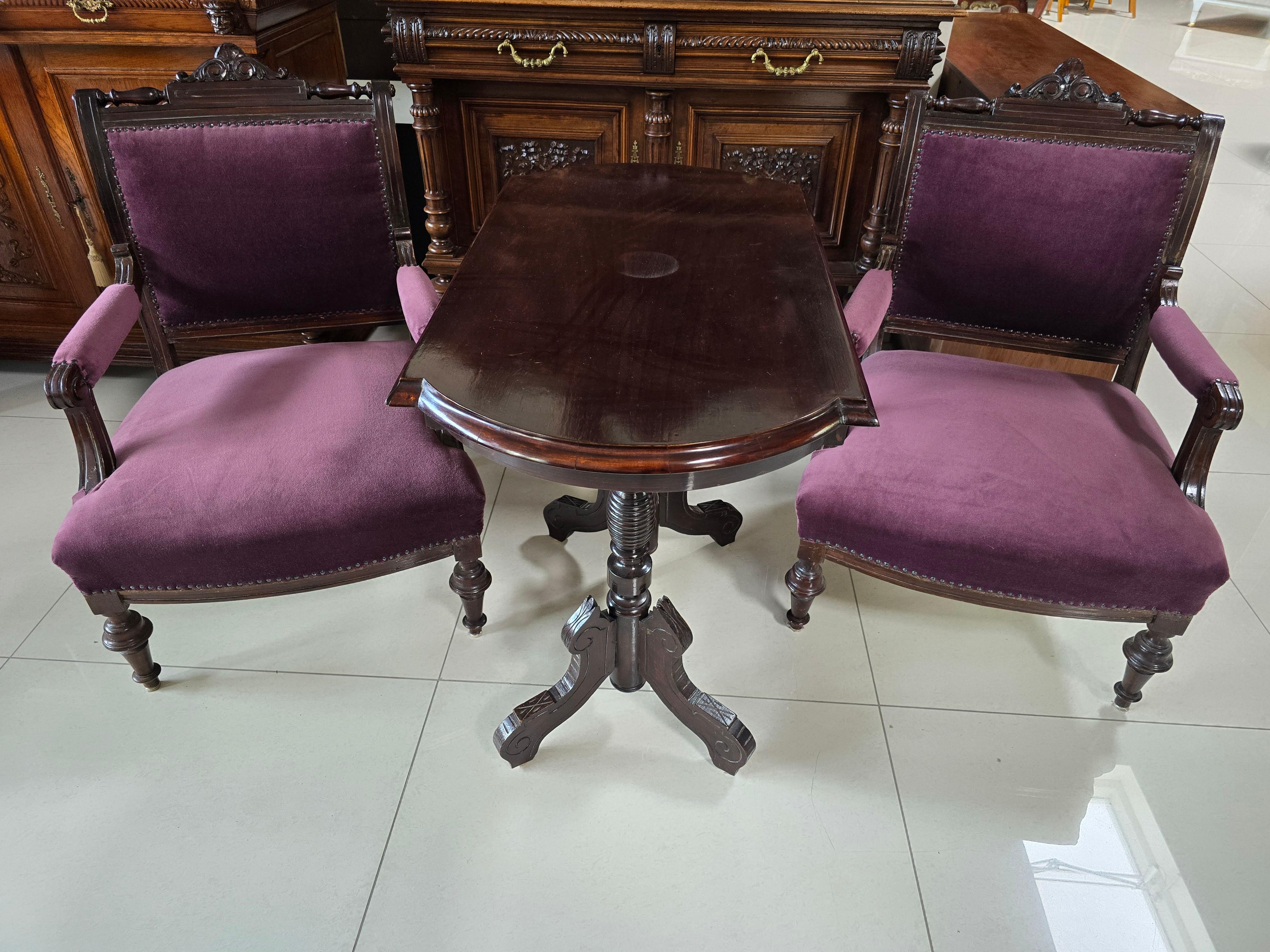 19th Century o-nemet garnitura , 2 fotel + asztal For Sale 2