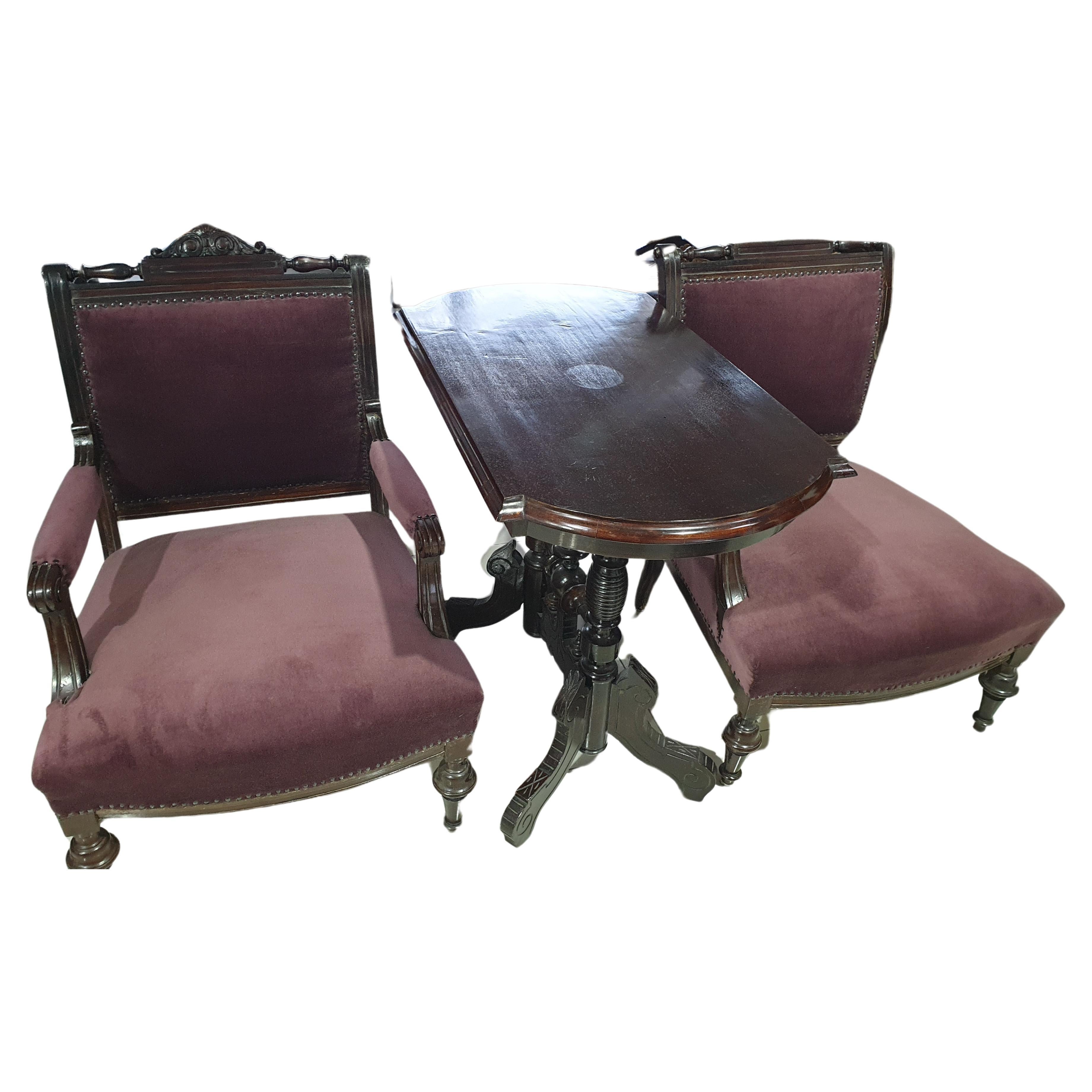 19th Century o-nemet garnitura , 2 fotel + asztal For Sale
