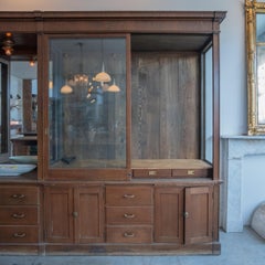 19th century oak American apothecary showcase cabinet
