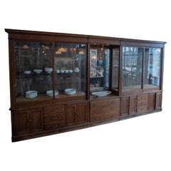 19th century oak American apothecary showcase cabinet