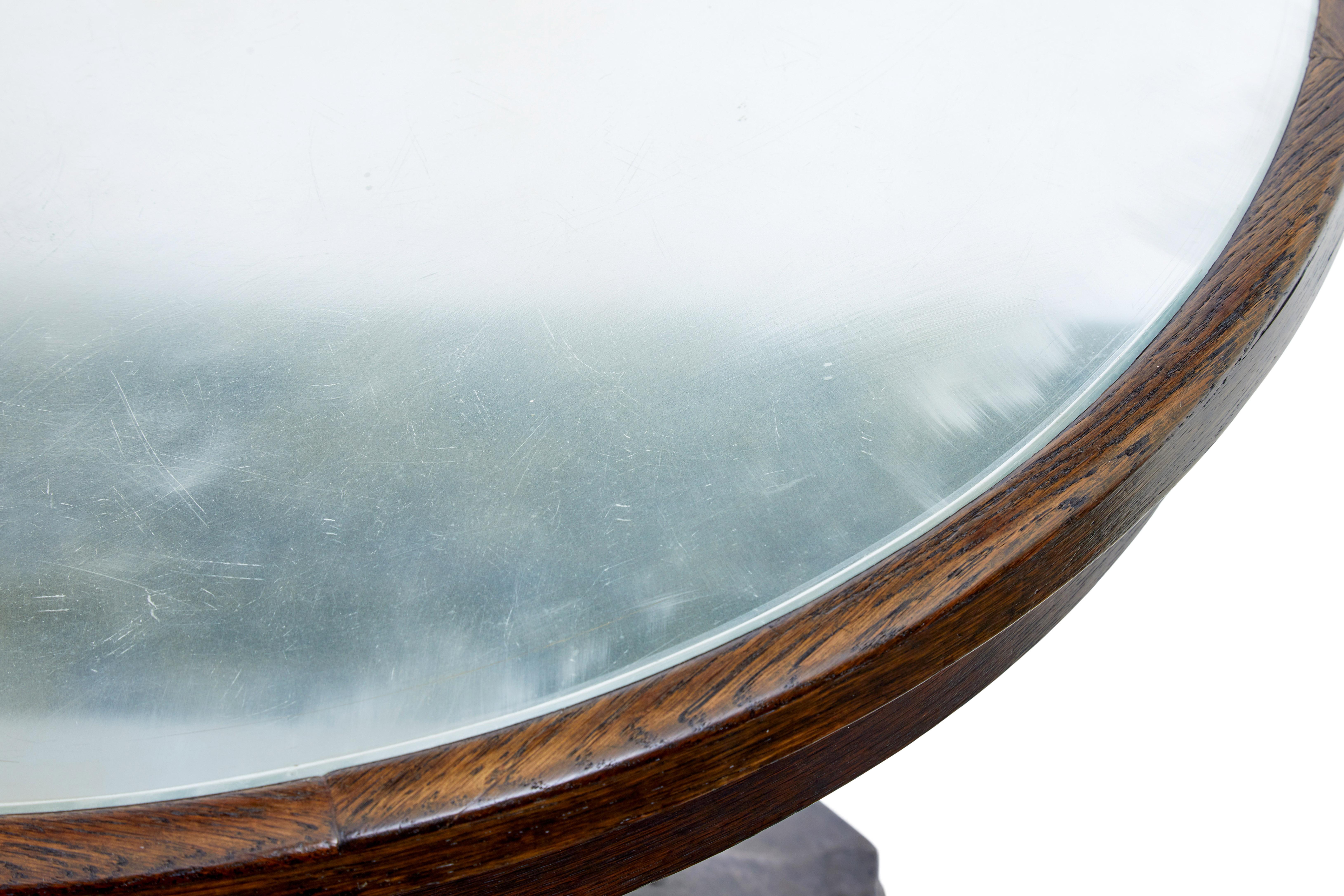 Arts and Crafts 19th Century oak and copper aesthetic movement center table