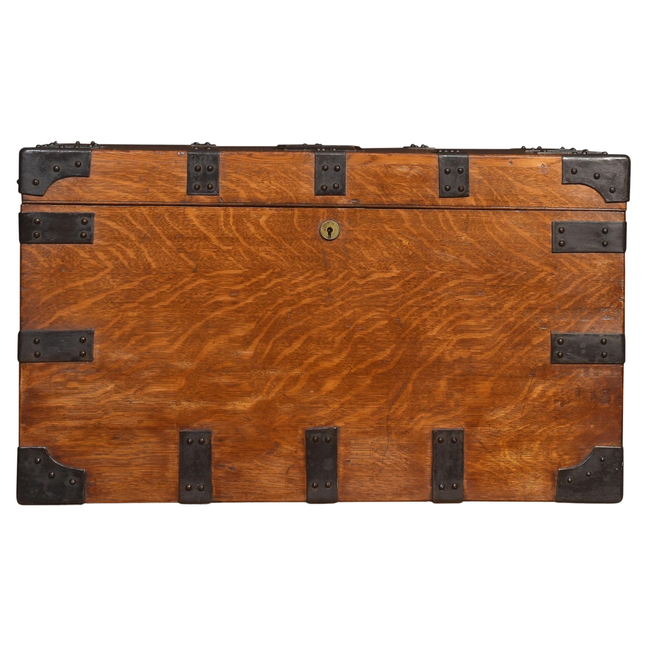 19th Century Oak and Iron Bound Silver Chest For Sale