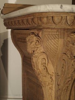 19th Century Oak and Marble Butcher Counter from Lyon, France