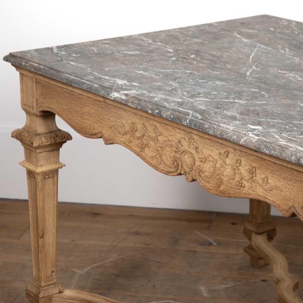 Mesa central de roble y mármol del siglo XIX Mármol en venta