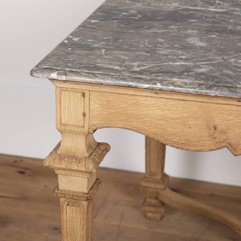Mesa central de roble y mármol del siglo XIX en venta 2