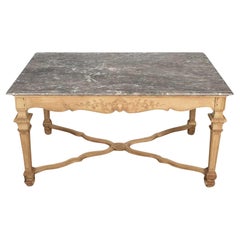 Mesa central de roble y mármol del siglo XIX