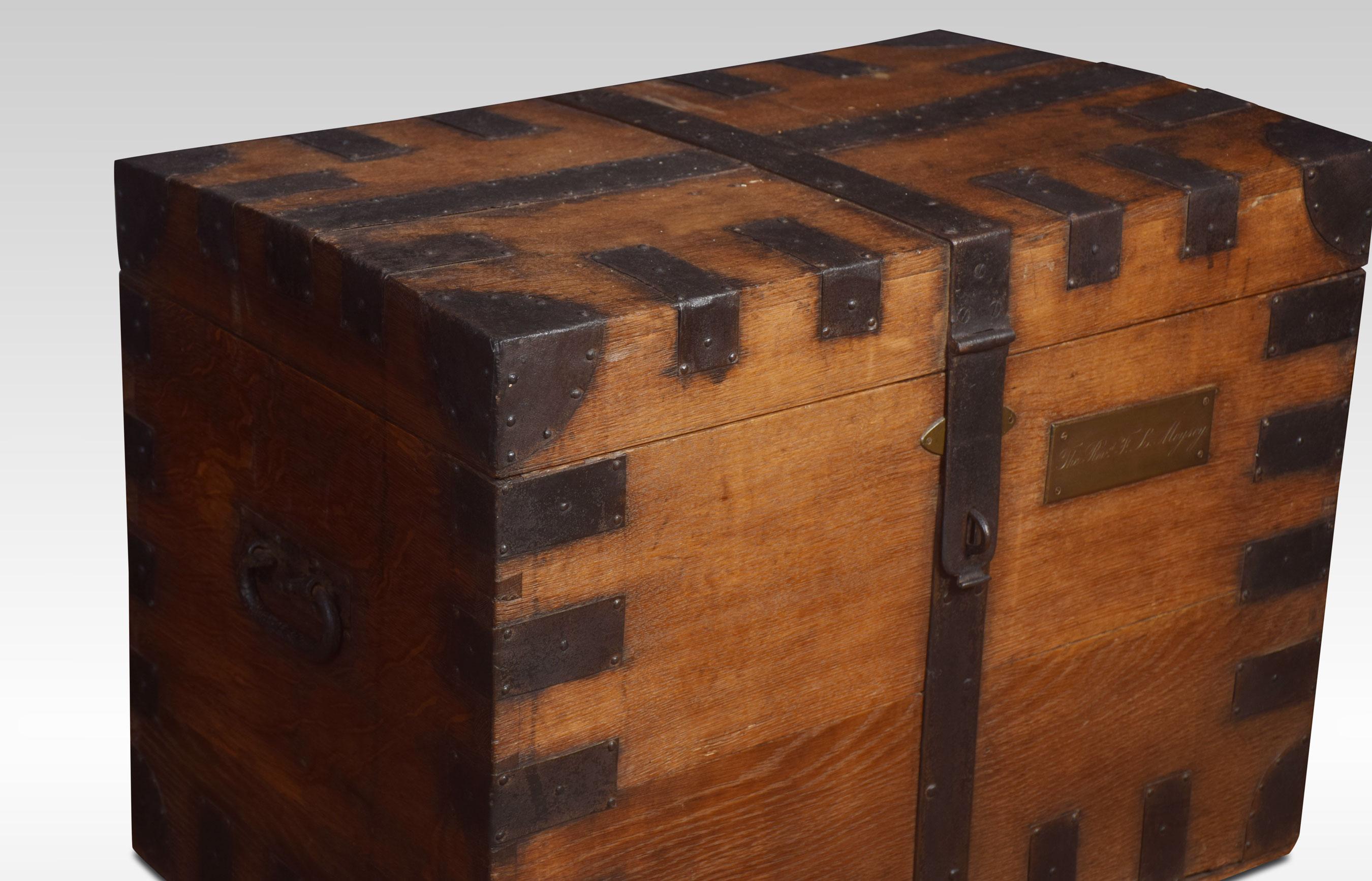 19th Century Oak and Metal Bound Silver Chest In Good Condition For Sale In Cheshire, GB