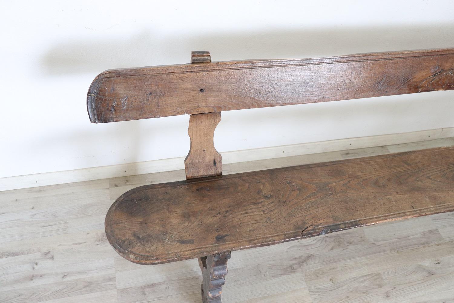 19th Century, Oak Antique Rustic Bench In Good Condition For Sale In Casale Monferrato, IT