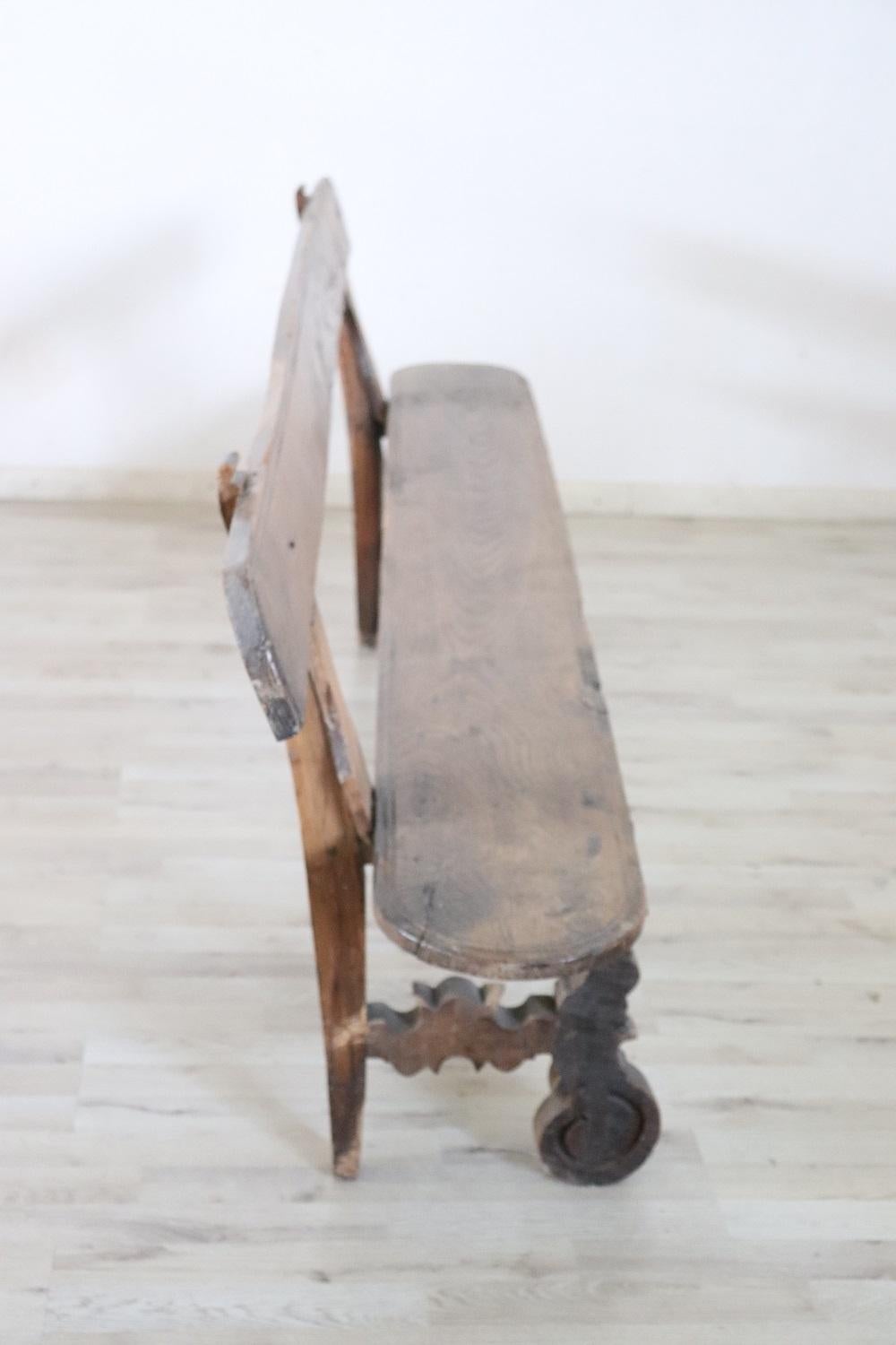 Late 19th Century 19th Century, Oak Antique Rustic Bench For Sale