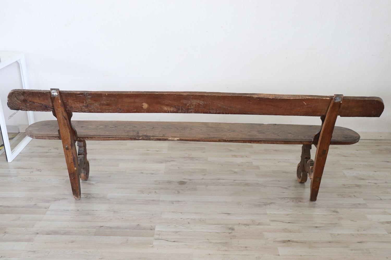 19th Century, Oak Antique Rustic Bench For Sale 1