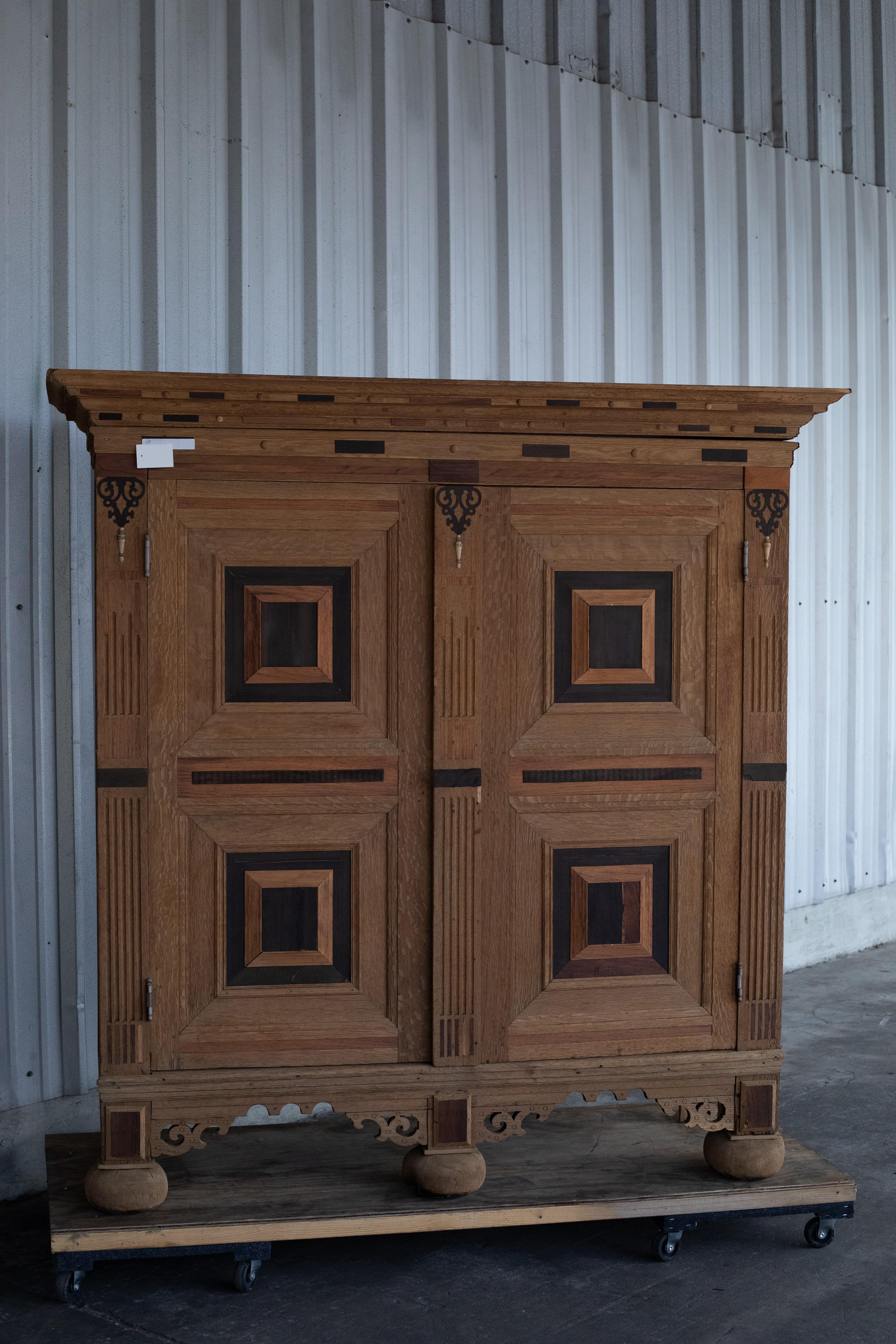 A 19th Century European Oak Armoire. With shelving inside. 